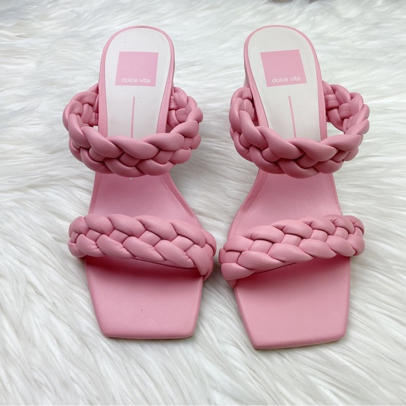 New Dolce Vita Paily Chunky Braided Block Heel Slide Sandal in Rose Stella - Picture 3 of 10